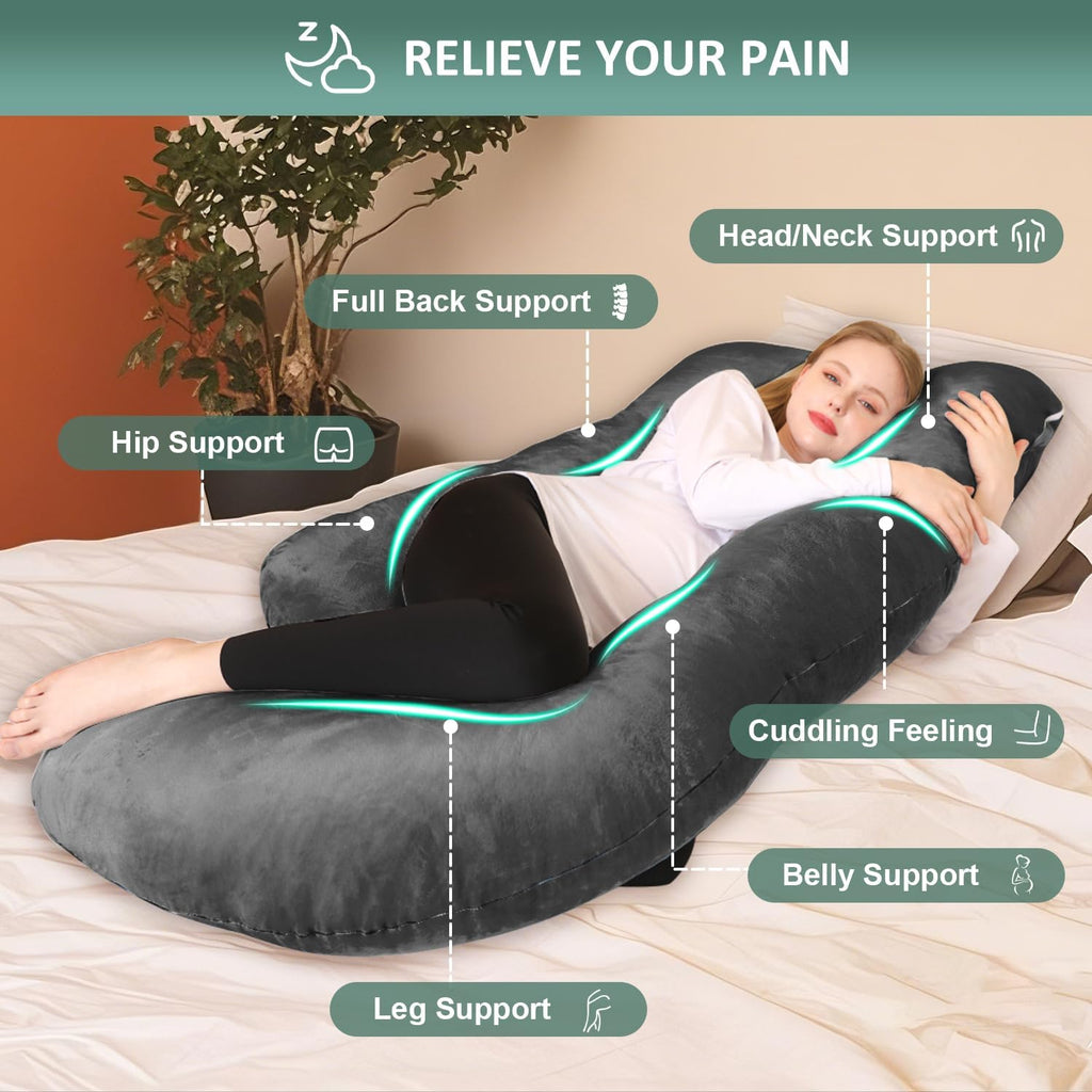 Chilling Home Pregnancy Pillow, U Shaped Pregnancy Pillows for Sleeping Full Body Pillow Maternity Pillow for Pregnant Women 58 inch…
