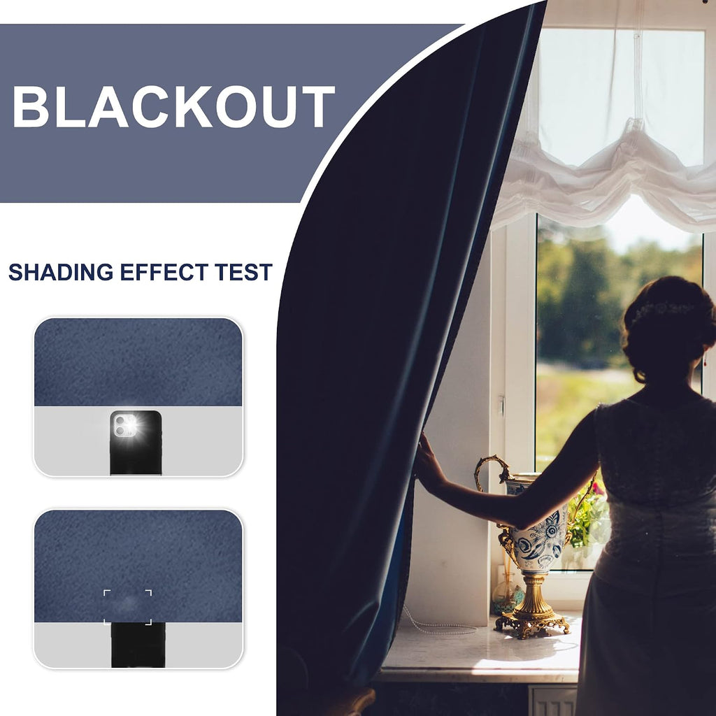 Jiuzhen Blackout Curtains for Bedroom– Thermal Insulated, Noise Reducing Room Darkening Rod Pocket Curtains for Living Room, Set of 2 Panels…