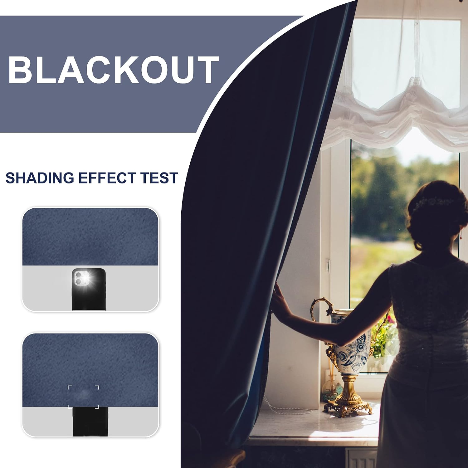 Jiuzhen Blackout Curtains for Bedroom– Thermal Insulated, Noise Reducing Room Darkening Rod Pocket Curtains for Living Room, Set of 2 Panels…