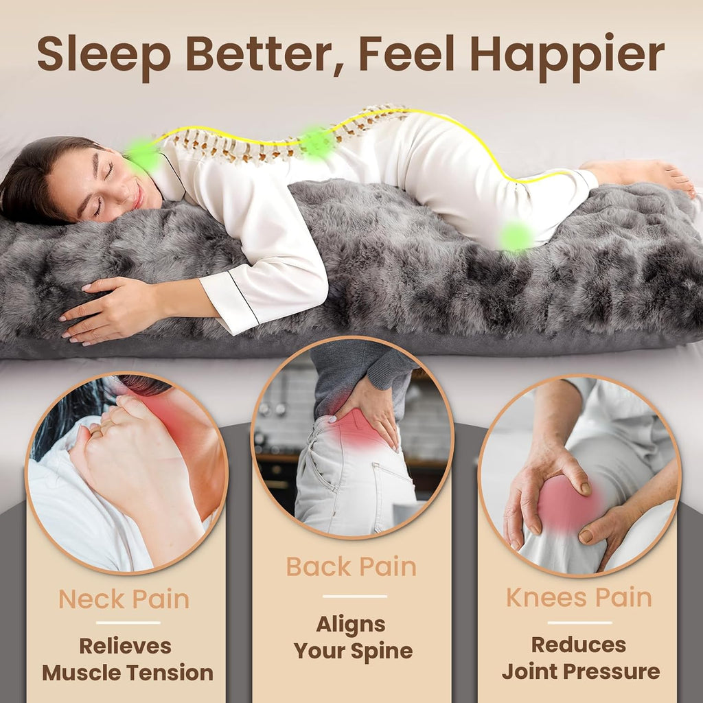 Zonli Fluffy Body Pillow for Adults, Fuzzy Faux Fur Body Pillow with Shredded Memory Foam, Adjustable Support for Side Sleepers, Pregnancy…