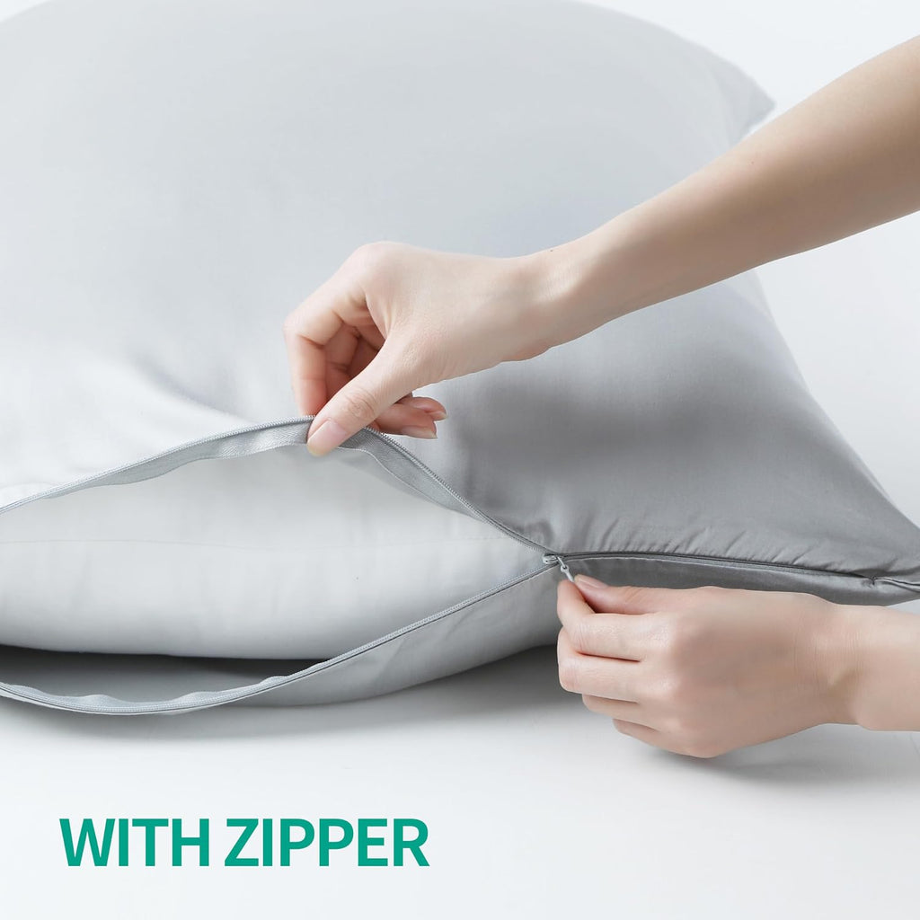 4-Pack Bamboo Viscose Zippered Pillow Cases Queen Size, 400 Thread Count Cooling Pillow Protectors for Hot Sleepers, Luxurious Hotel…