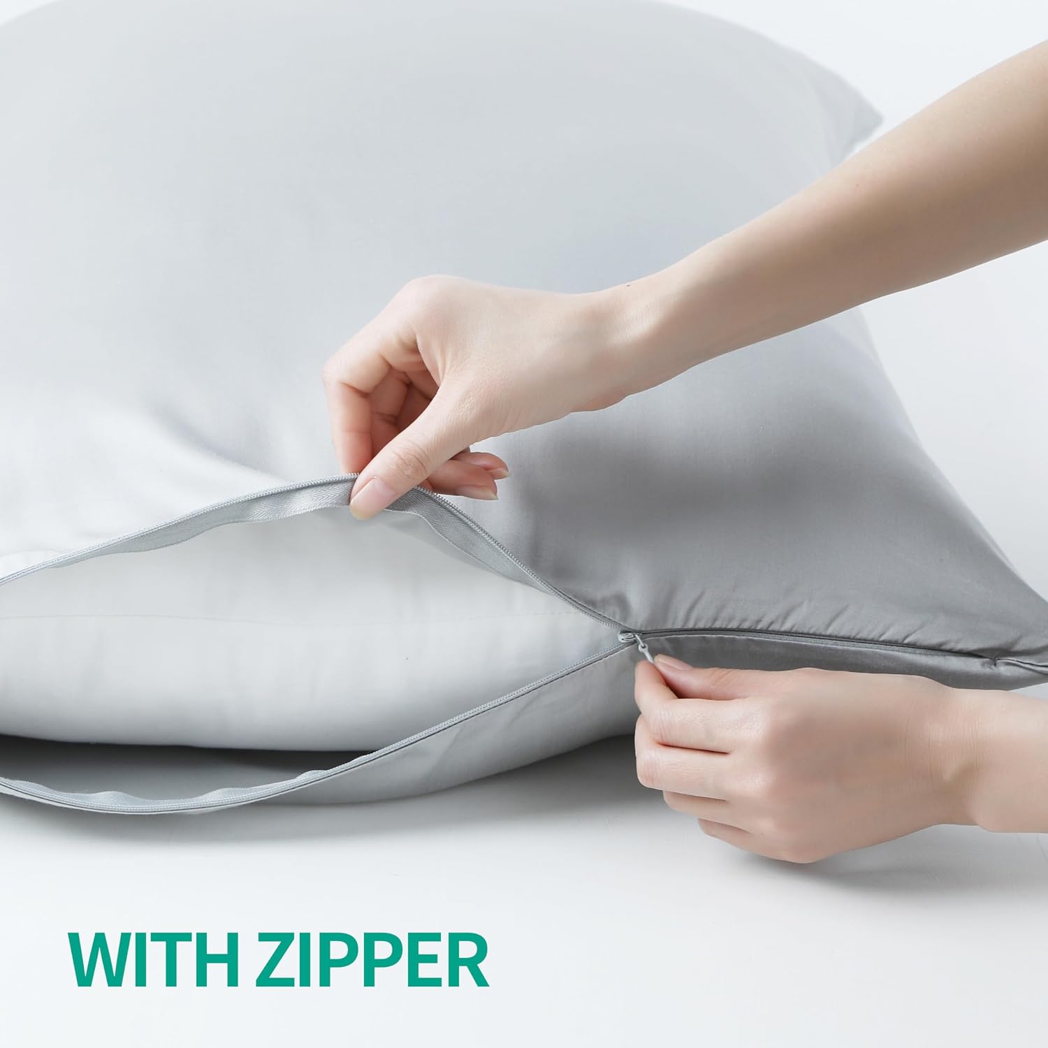 Bamboo Viscose Zippered Pillow Cases Standard Size Set of 2, 400 Thread Count Cooling Pillow Protectors for Hot Sleepers, Luxurious Hotel…