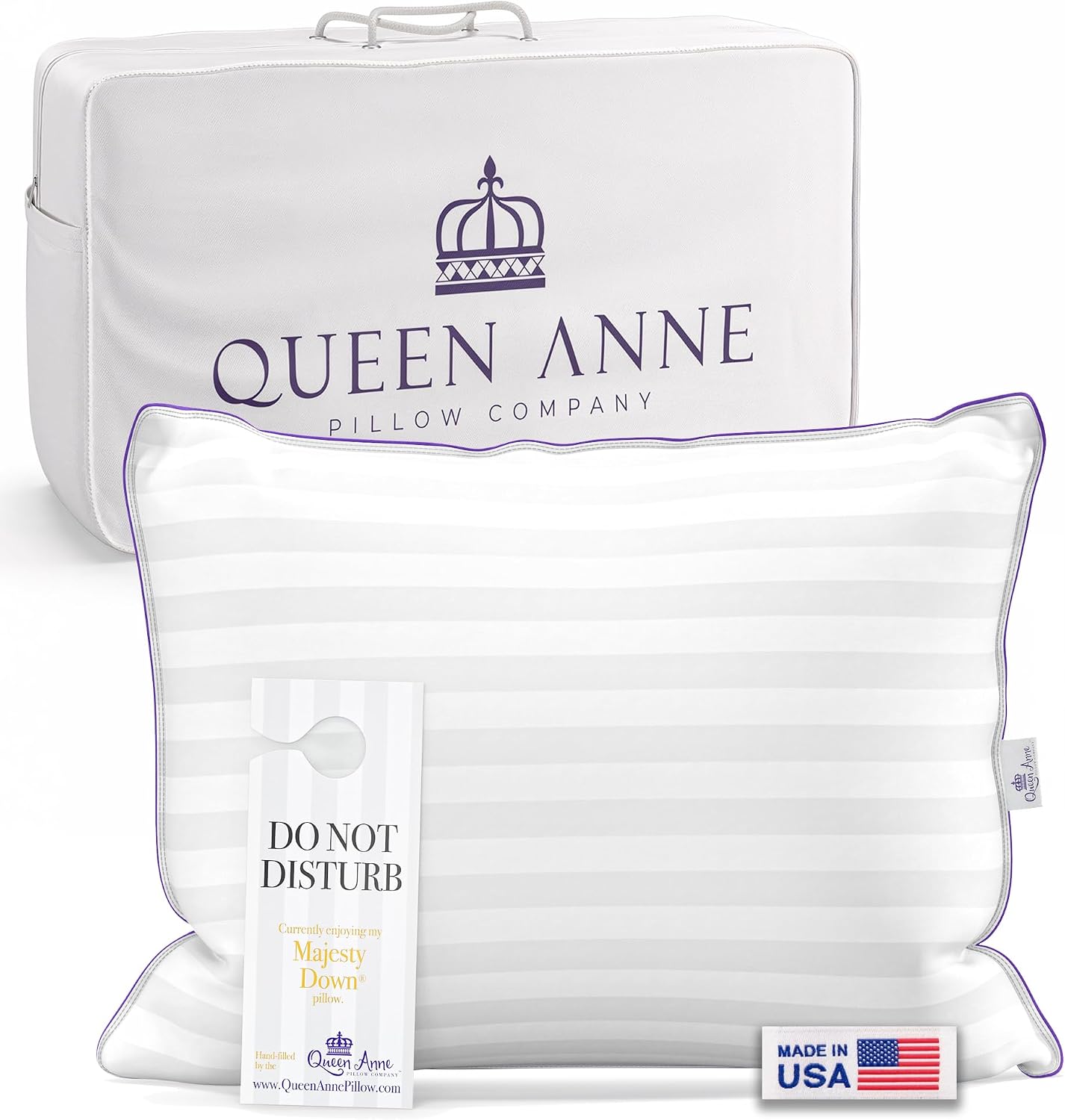 QueenAnnePillowCompany Queen Anne Hotel Collection Queen Size Bed Pillow – Adjustable Down Alternative Pillows for Side and Back Sleepers,…
