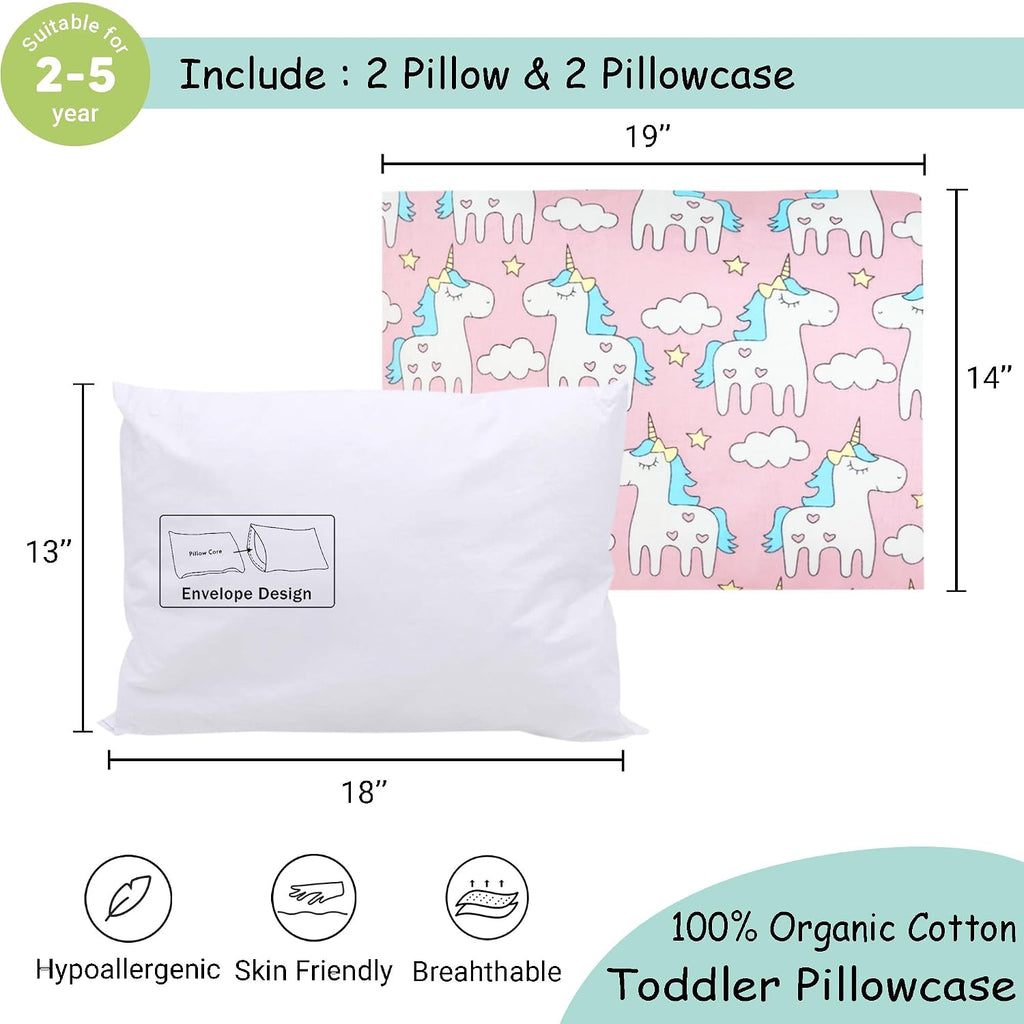 ZPECC-ABrandThatHasBeenFocusedOnBeddingFor20Years ZPECC Toddler Pillow with Pillowcase 2 Pack - 13x18 Organic Cotton Hypoallergenic Kids Pi…