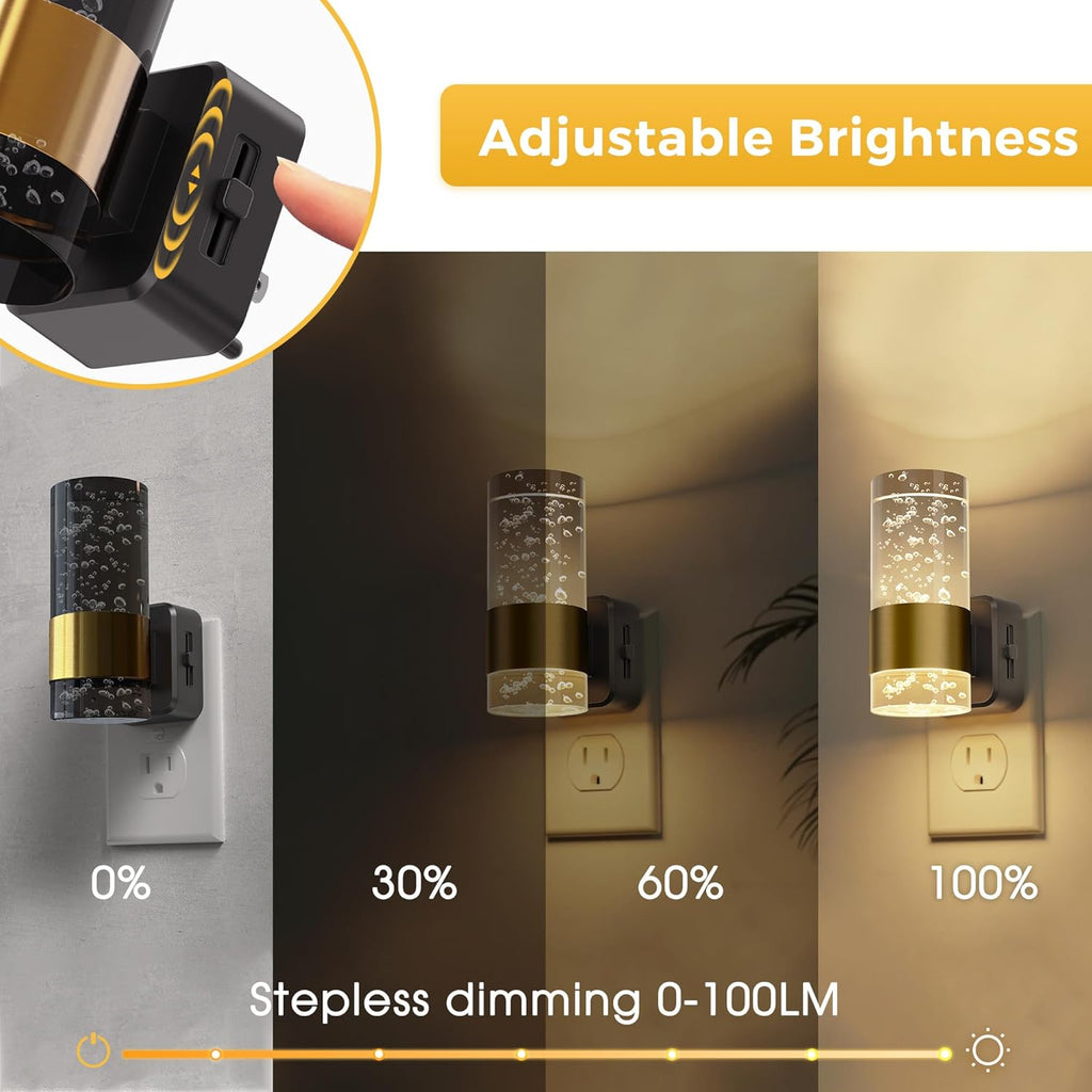 L LOHAS LED Night Lights Plug into Wall, 2 Pack Acrylic Night Light, Dimmable Nightlight with 0-100 LM Adjustable Brightness, 3000K Plug…
