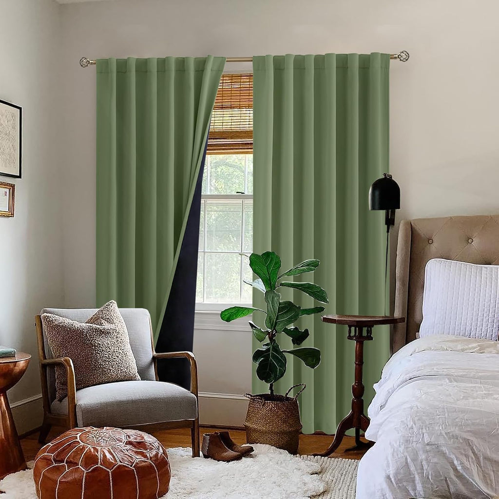 BGment 78 Inch Curtains for Living Room, 100% Blackout Curtains for Bedroom with Liner, Thermal Insulated Double Layer Rod Pocket and…