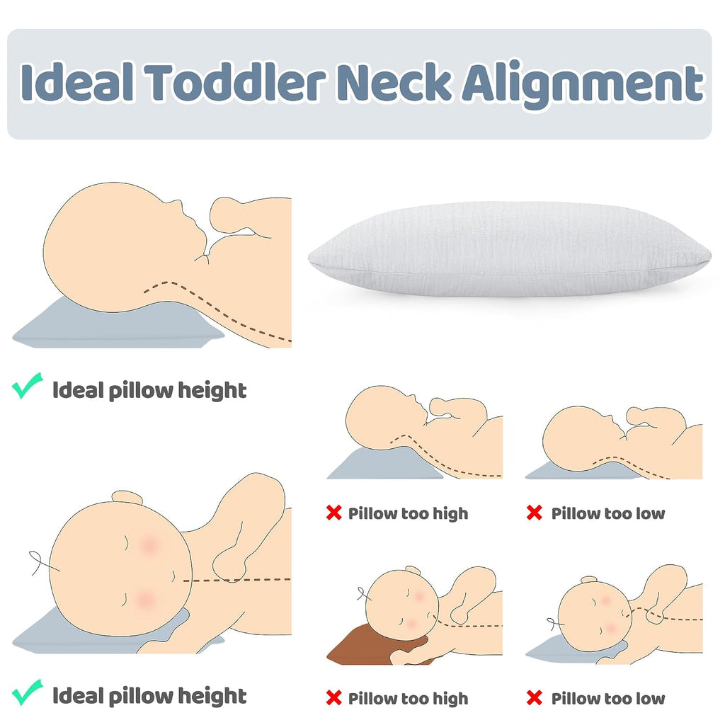 ProGoleem Pro Goleem Toddler Pillow with 100% Muslin Cotton Pillowcase – 13x18 Ultra Soft, Breathable & Machine Washable Kids Pillow for Sl…