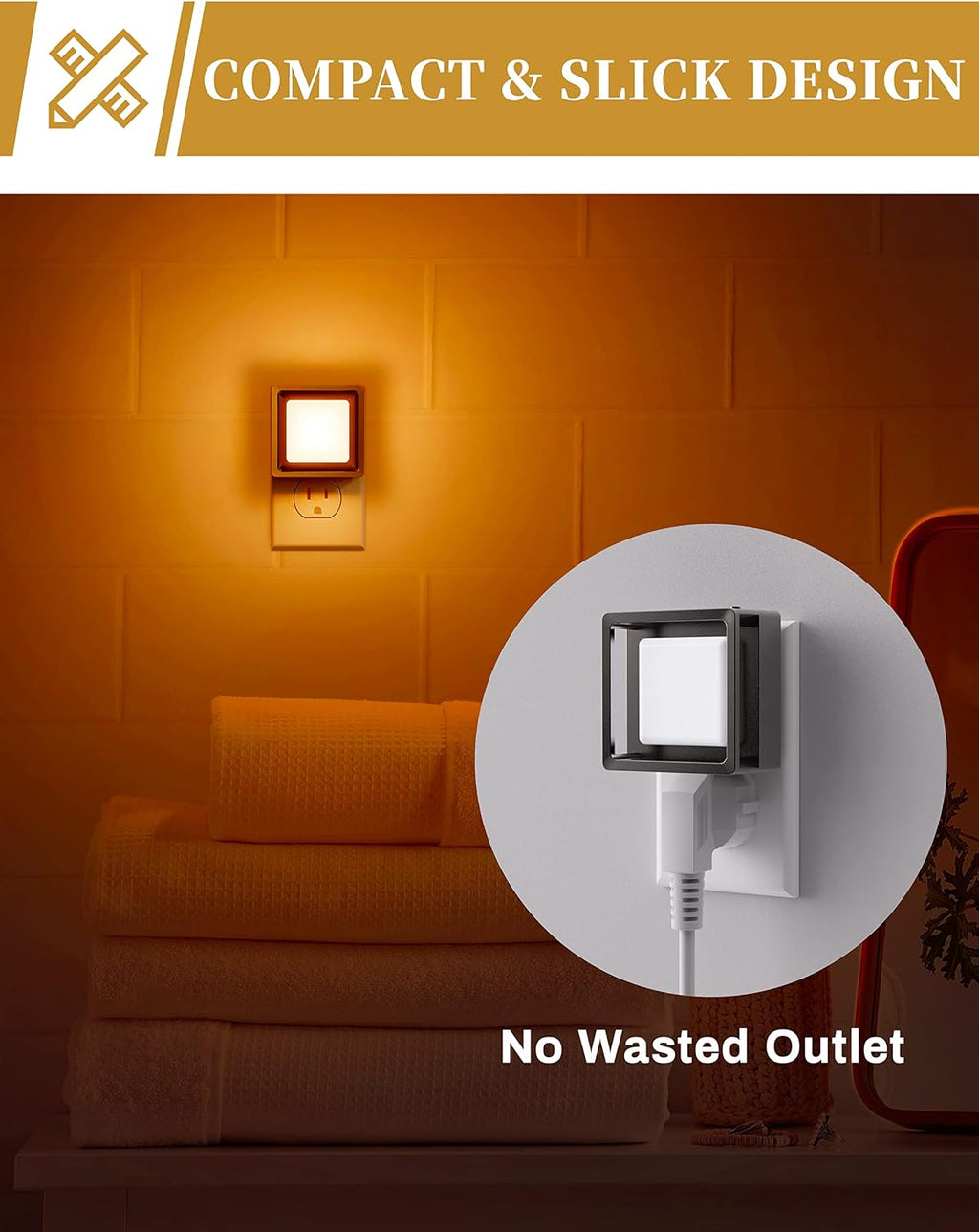 DORESshop Orange Night Light [2 Pack], Night Lights Plug Into Wall, Night Light Dusk to Dawn Sensor, LED NightLight Adjustable…