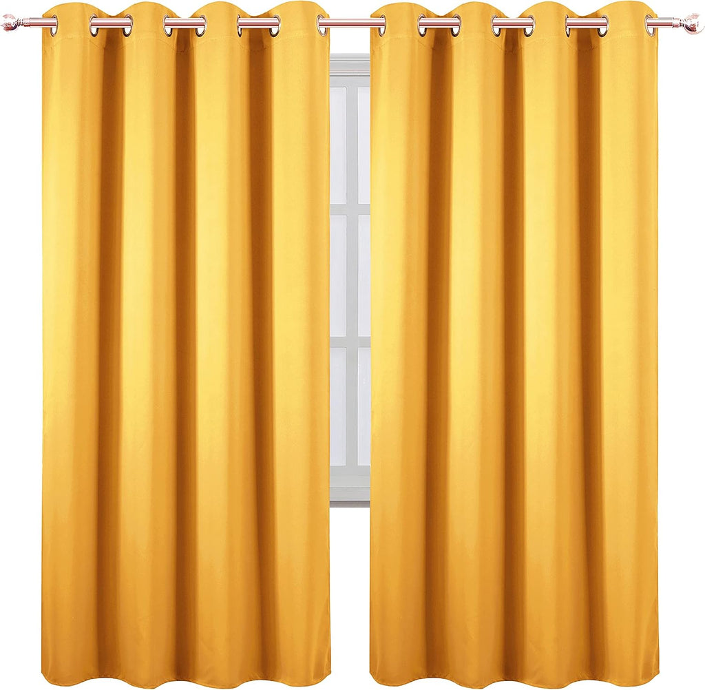 Lemomo Yellow Thermal Blackout Curtains/52 x 72 Inch/Set of 2 Panels Room Darkening Curtains 72 Inch silver