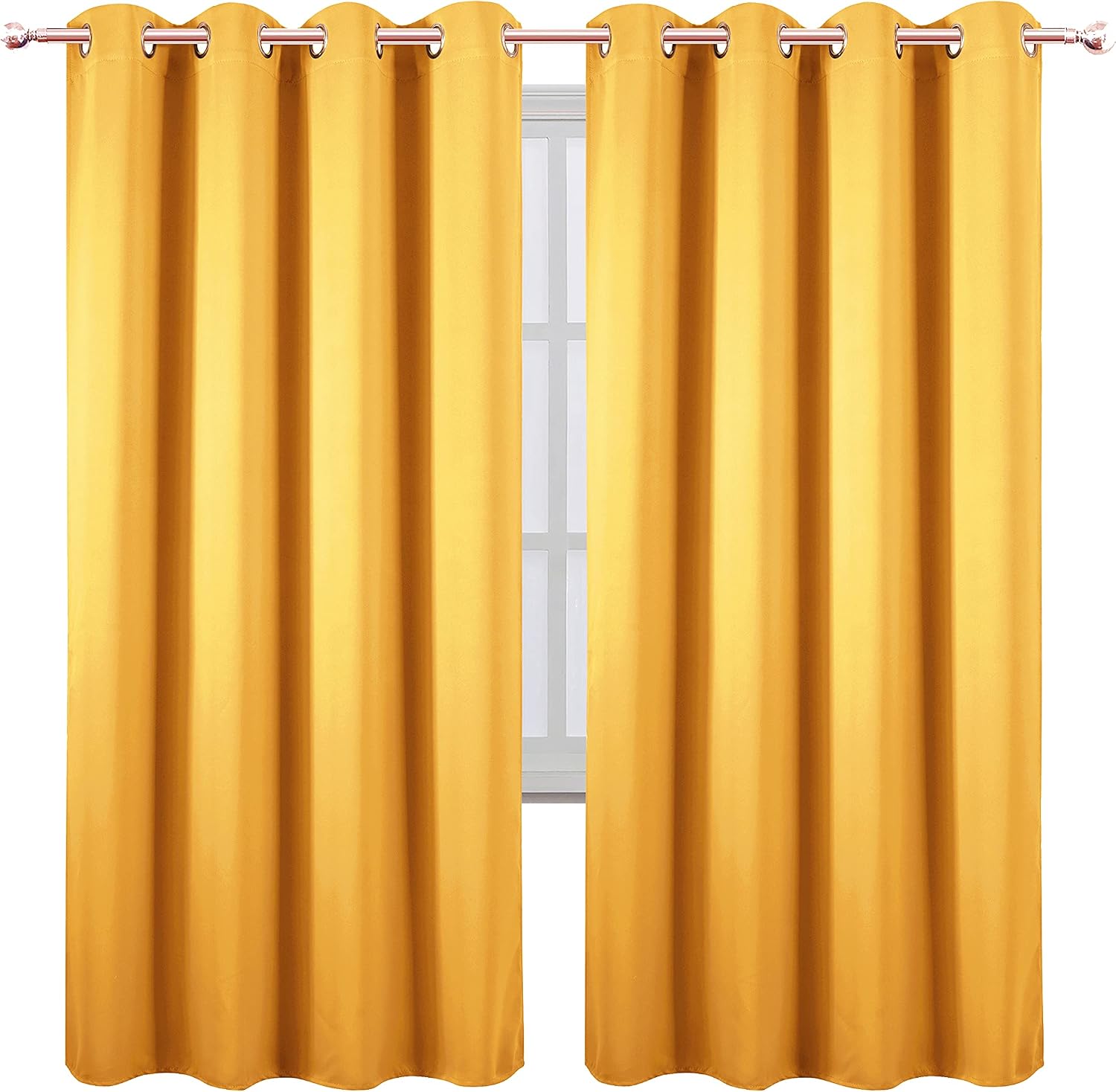 Lemomo Yellow Thermal Blackout Curtains/52 x 72 Inch/Set of 2 Panels Room Darkening Curtains 72 Inch silver