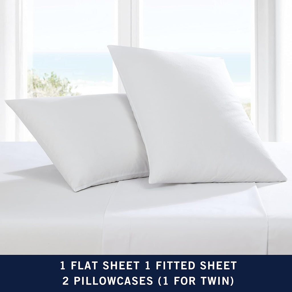 Nautica Twin Size Sheet Set, Crisp & Tailored Cooling Sheets with a Smooth Cotton Percale Lightweight Feel - Bed Sheets with Matching Pillo…