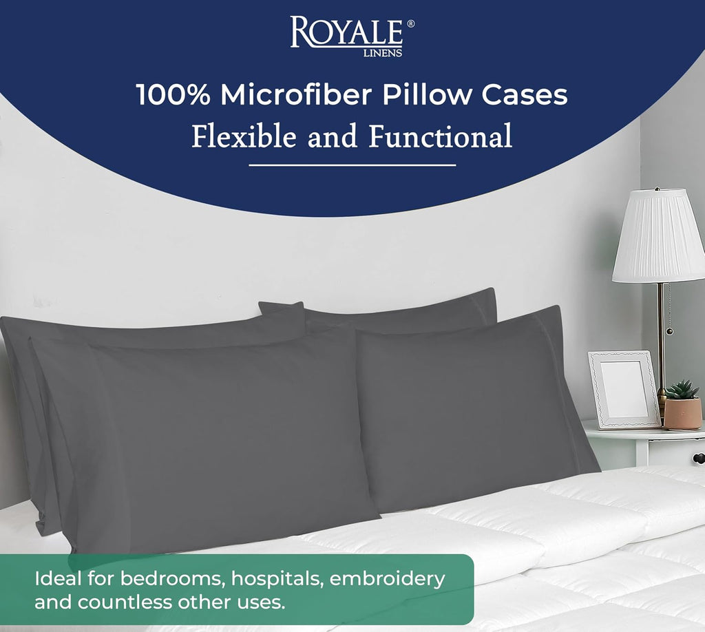 Royalelinens Royale Linens Grey Pillowcase Set Of 12 - Standard 20"x26" Bed Pillow Cover - 1800 Brushed Microfiber - Wrinkle & Fade Resista…