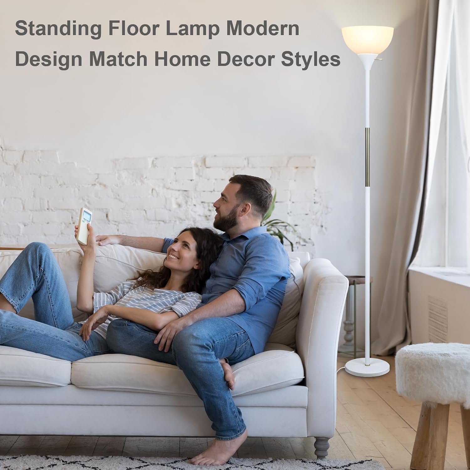 LALISU Floor Lamp, LED Standing Lamp 3 Way Dimmable Brightness Floor Lamp Rotary Switch Floor Lamps Modern Industrial Lamp with Shade…
