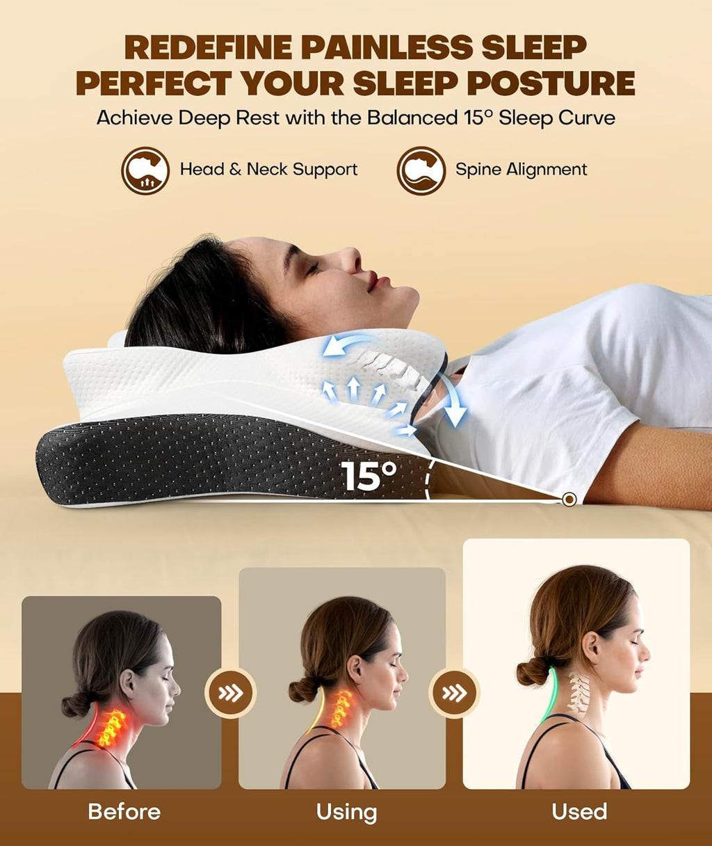 Cozyplayer True Cooling Cervical Neck Pillow for, Ergonomic Side Sleeper Pillow for Neck Support, Odorless Orthopedic Contour Memory Foam…