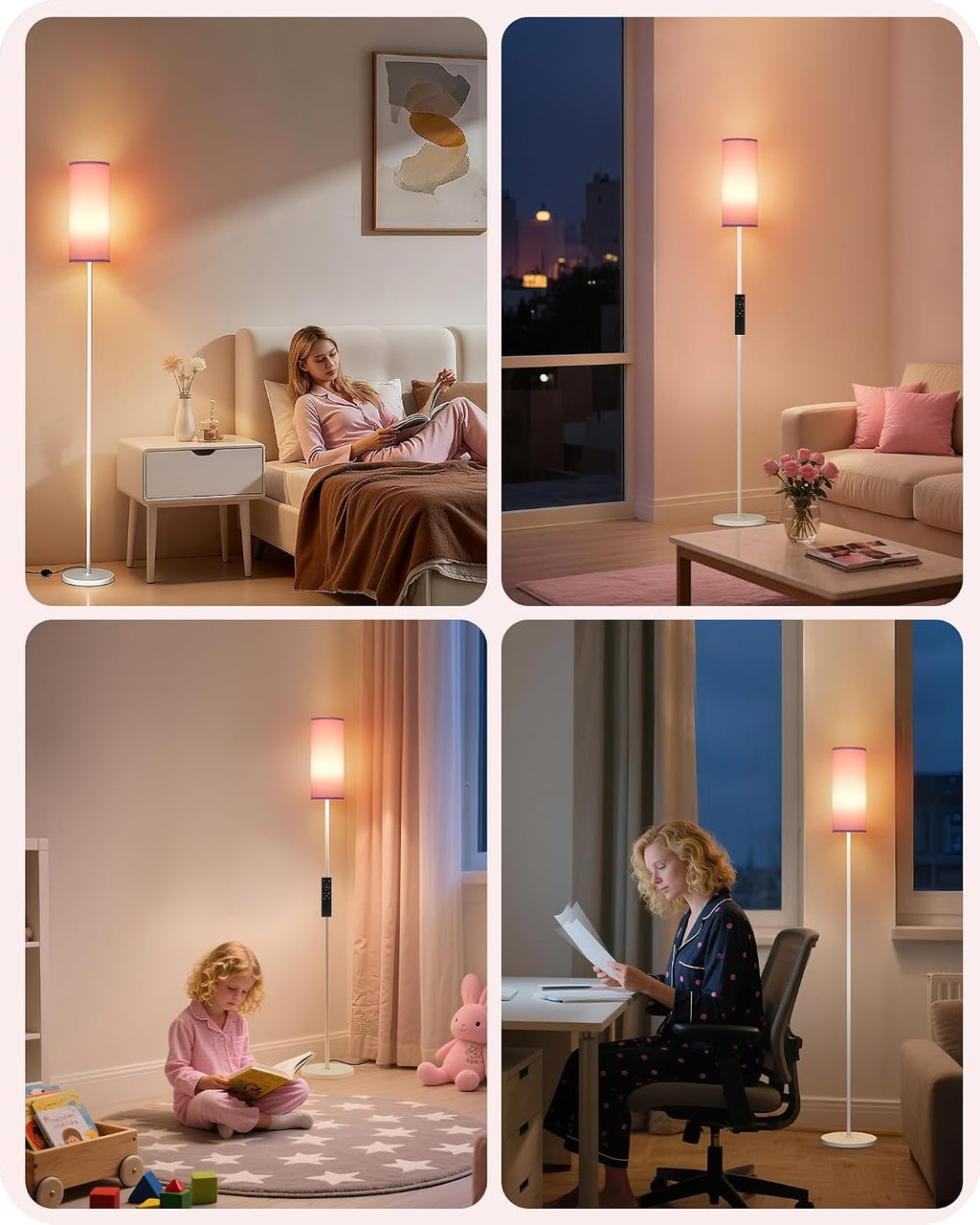 Dimmable Floor Lamps for Living Room with Remote and Foot Switch, 64.4” Modern Standing Tall Lamp, Corner Lamp for Bedroom, Bulb…