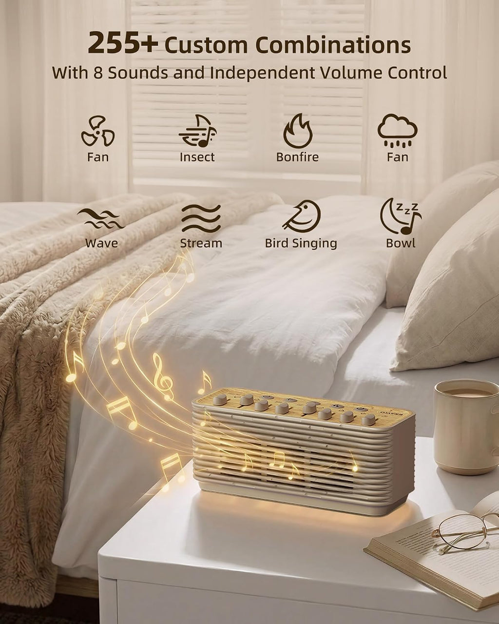 Ezvalo Sound Machine, White Noise Machine for Sleeping, 255+ Sound Combinations, Rechargeable, Breathing Light, Bluetooth Speaker, Sleep Ti…