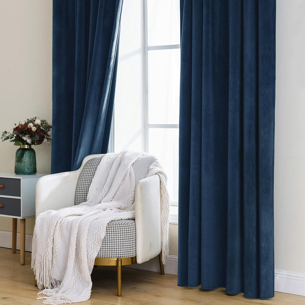Miulee Velvet Curtains 108 inches - Luxury Blackout Curtains for Bedroom Living Room Thermal Insulated Super Soft Window Drapes Rod Pocket…