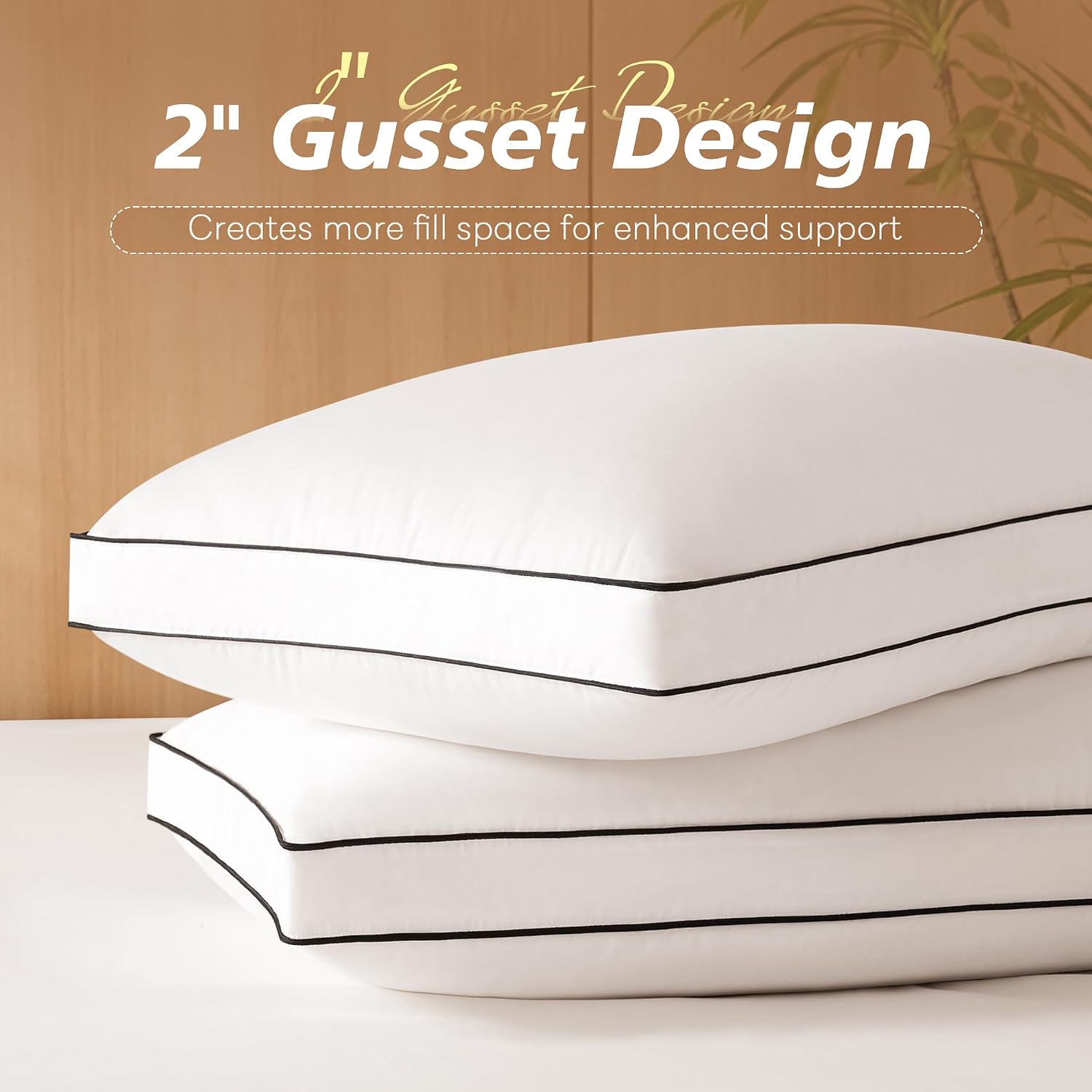 Goose Feather Down Pillows King Size Set of 2, Hotel Collection Bed Pillows for Sleeping, Down Surrounded Gusseted Bed Pillow 2 Pack…