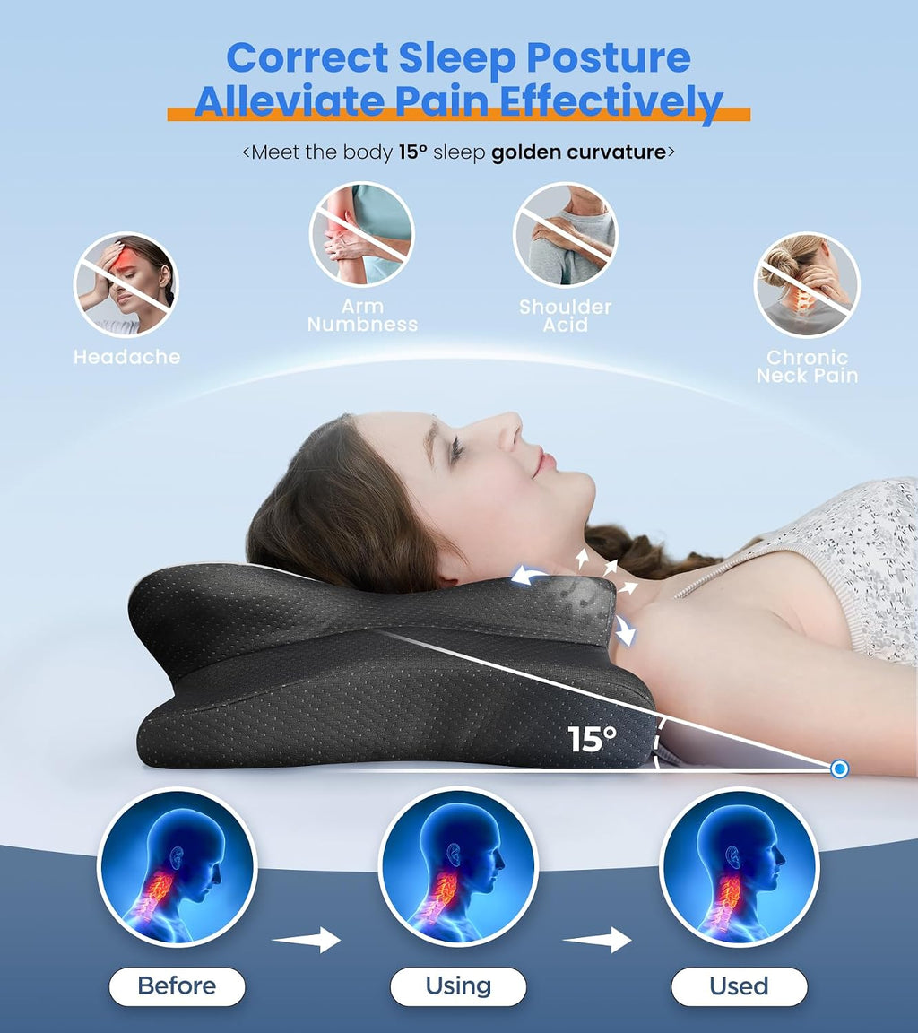 Cozyplayer Ultra Cooling Pillow for Neck Support, Adjustable Cervical Neck Pillow Cozy Sleeping, Odorless Ergonomic Contour Memory Foam Pil…