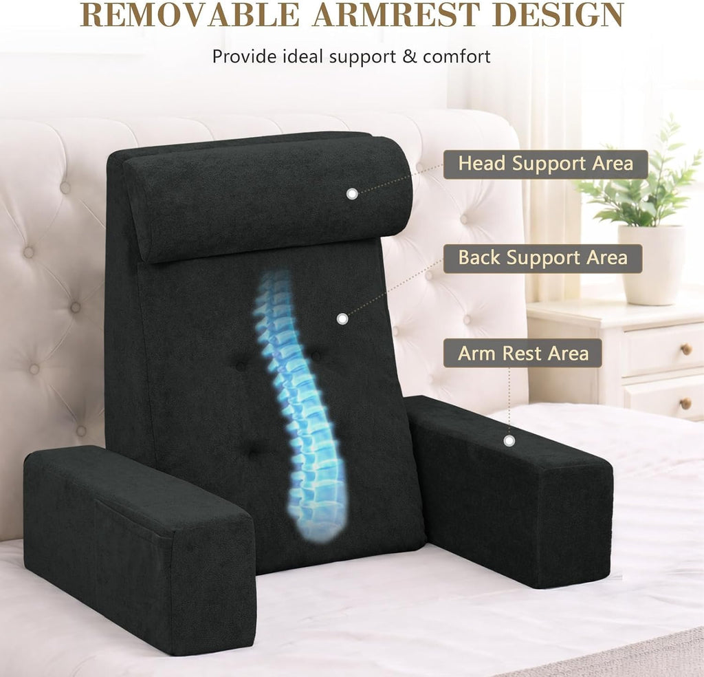 Tanyoo Back Pillow for Bed Sitting Up, Upright Pillows for Sleeping & Lumbar Relief, Dual-Layer Back Support Pillow with Adjustable Headres…