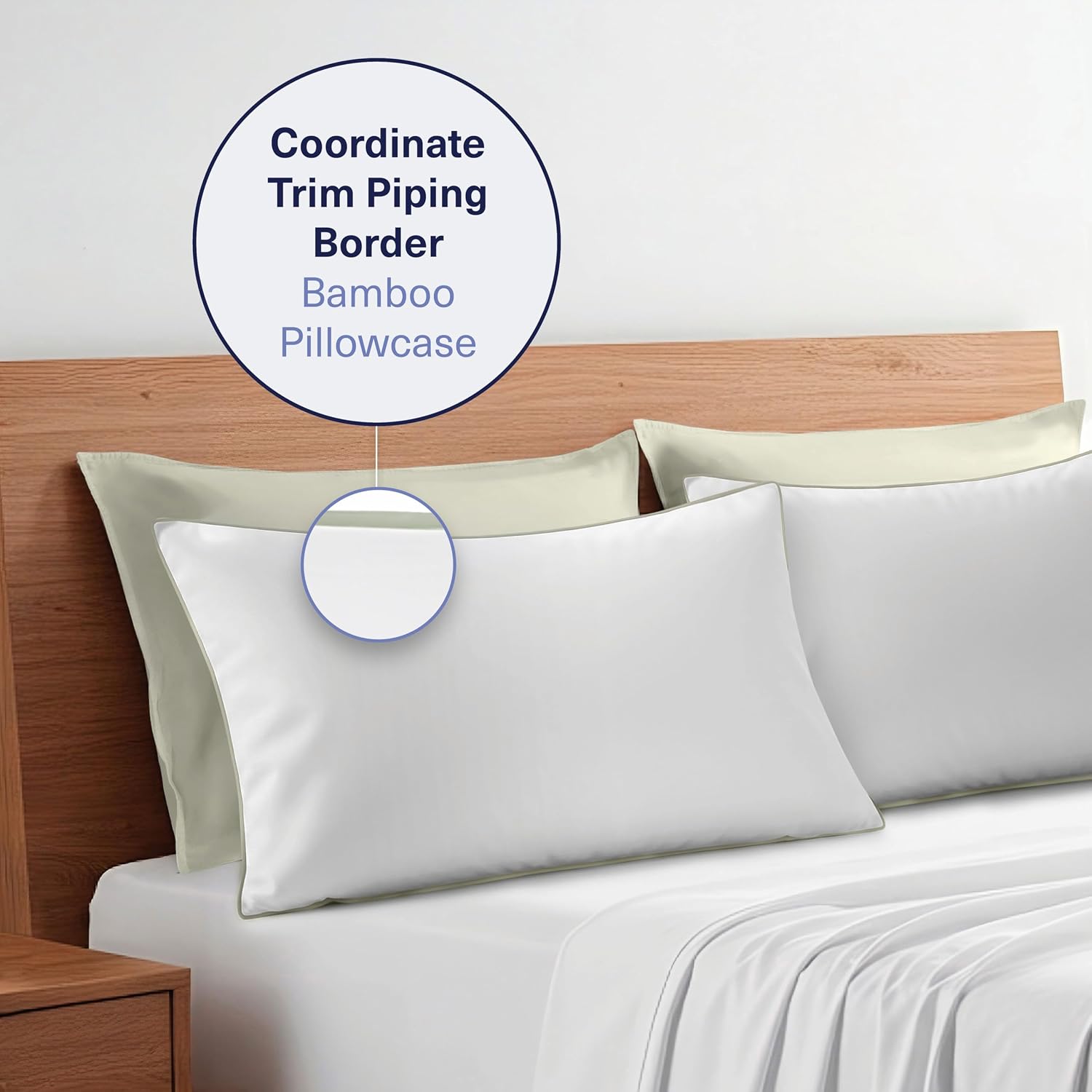 KickoffHome Kickoff Viscose Bamboo Pillowcase, Standard, Set of 2, 100% Organic Hidden Zippered Viscose Bamboo Pillow Case Standard Size, C…