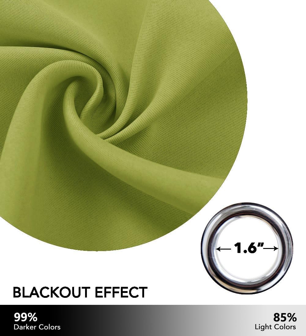 NICETOWN Green Curtain for Bedroom 84 inches Window Treatment Thermal Insulated Solid Grommet Blackout Drapery/Drape for Doors (1 Panel…