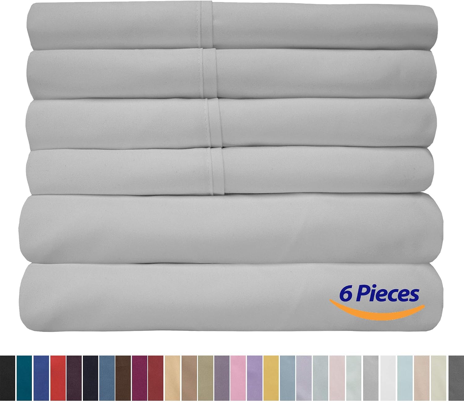 Full Size Bed Sheets - 6 Piece 1500 Supreme Collection Fine Brushed Microfiber Deep Pocket Full Sheet Set Bedding - 2 Extra Pillow Cases…