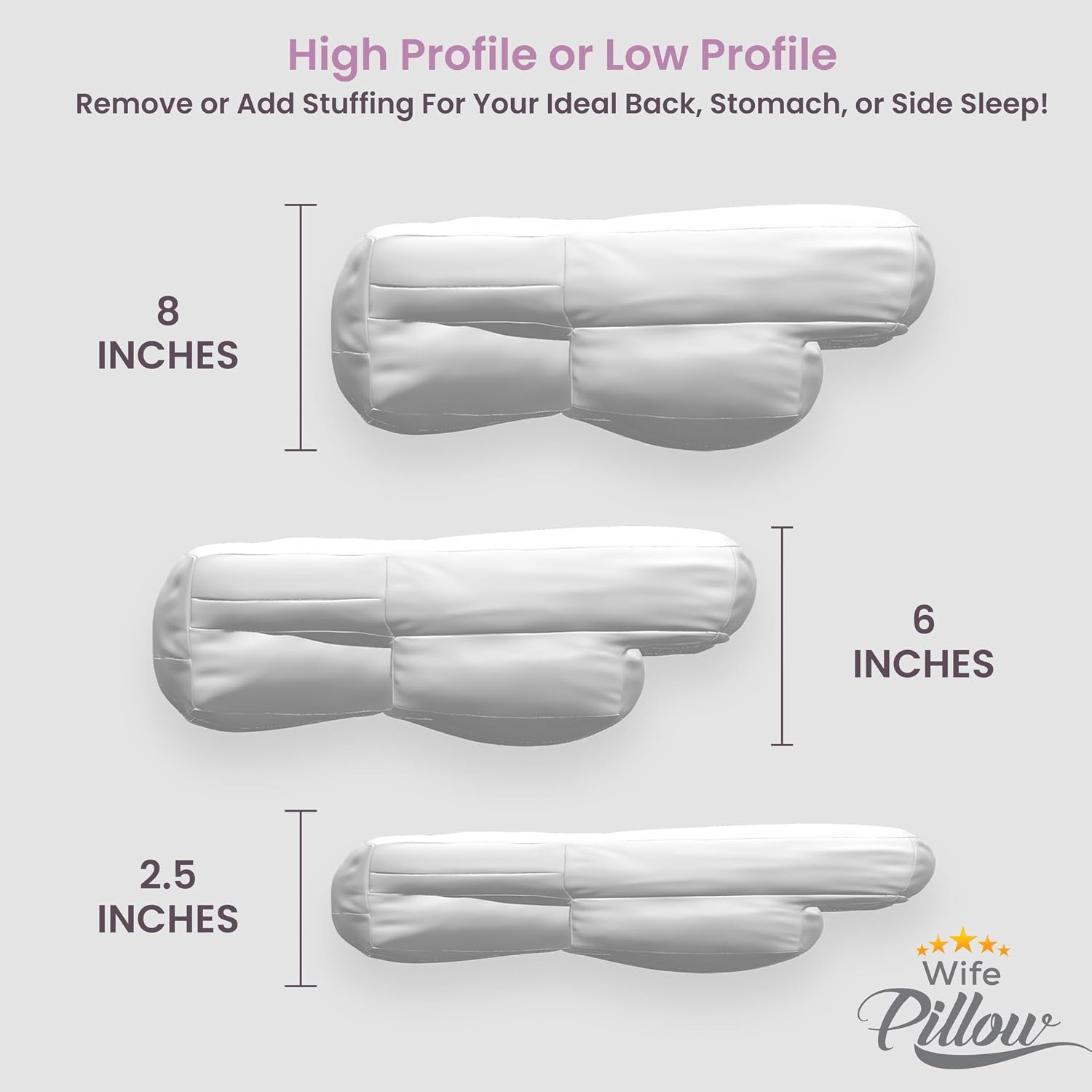 Wife Pillow - 50/50 Feather-Fiberfill, 1 LBS Extra Bag of Stuffing, Hotel Style Blend: White Goose Down Feather w/Siliconized Fiberfill…
