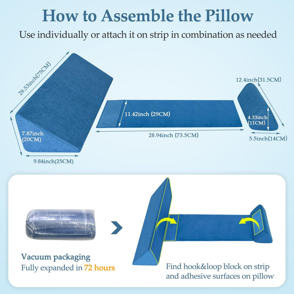 NEPPT Wedge Pillow Body Position Wedges Back Positioning Elevation Pillow Case Pregnancy Bedroom Eevated Body Alignment Ankle Support…