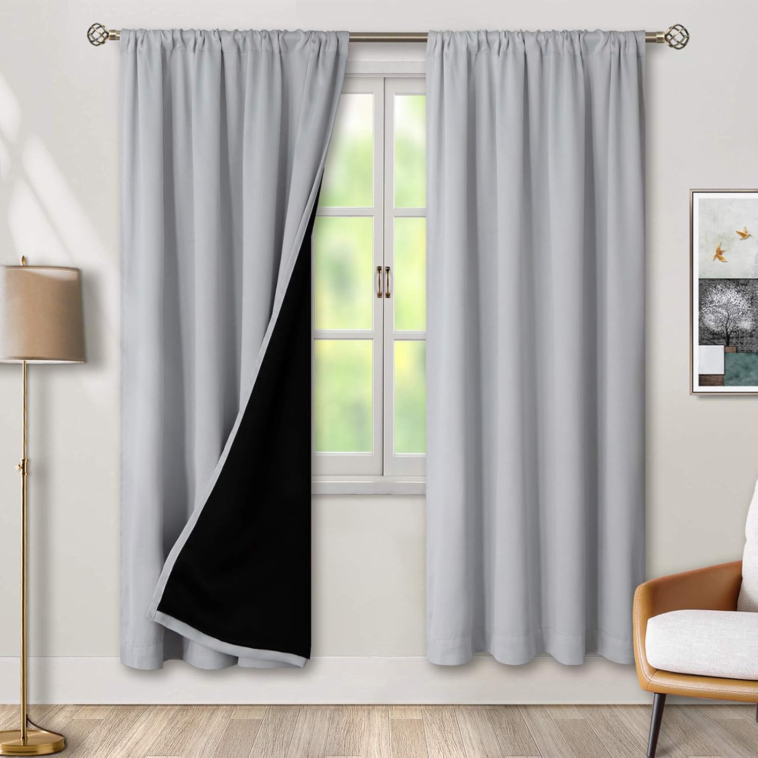 BGment Thermal Insulated 100% Blackout Curtains for Bedroom with Black Liner, Double Layer Full Room Darkening Noise Reducing Rod Pocket…