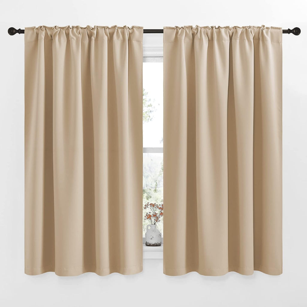 Nicetown Window Treatment Curtains Room Darkening Drapes - (Biscotti Beige Color) 52 Width X 63 Drop Each Panel, 2 Panels Set, Curtains and…