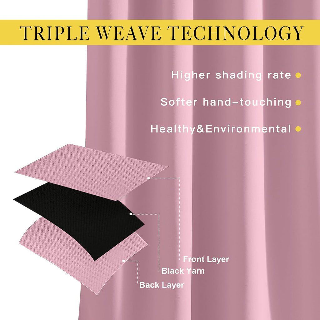 Nicetown Crystal Pink Blackout Curtains for Bedroom - Grommet Blackout Thermal Insulated Room Darkening Sound Blocking Window Treatments fo…