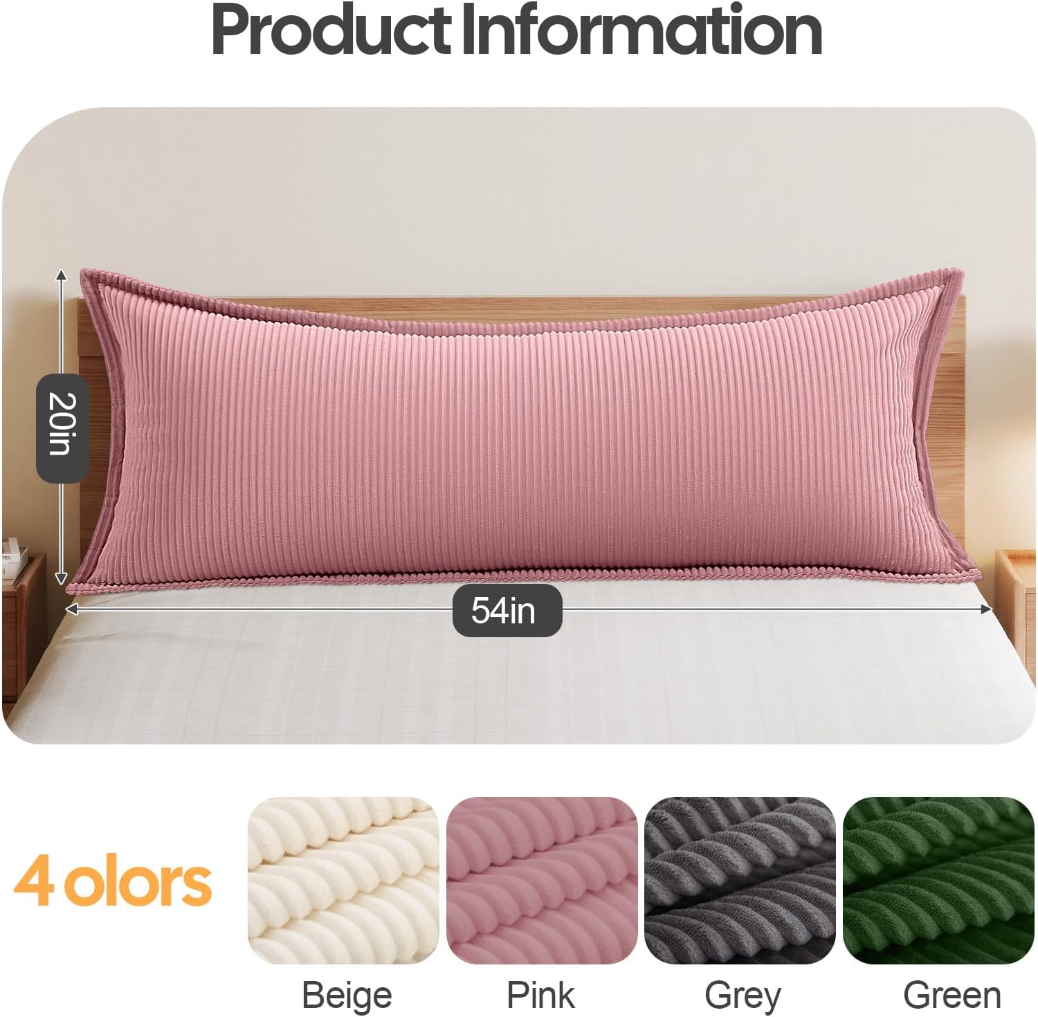 OutdoorFurnitureAccessories 20x54 Body Pillow for Adults, Long Body Pillow for Bed with Shredded Memory Foam, Big Firm Pillows for Pregnanc…