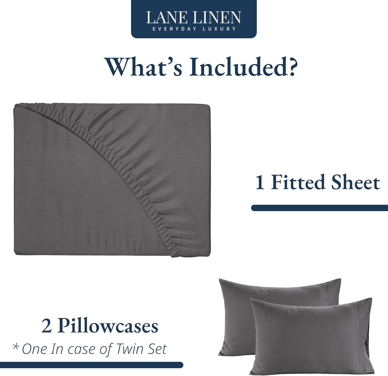 LANE LINEN King Size Fitted Sheet, 100% Organic Cotton, 3-Piece Set (1 Fitted Sheet,2 Pillowcases), Percale Weave, Ultra Soft…