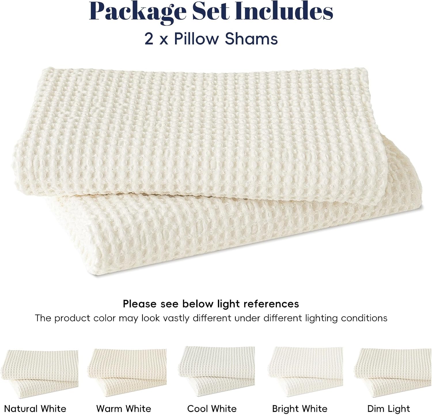 Phf 100% Cotton Waffle Weave Throw Pillow Cover, 22" x 22", No Filling, 2 Pack Elegant Home Decorative Square Throw Pillow Covers for Bed C…