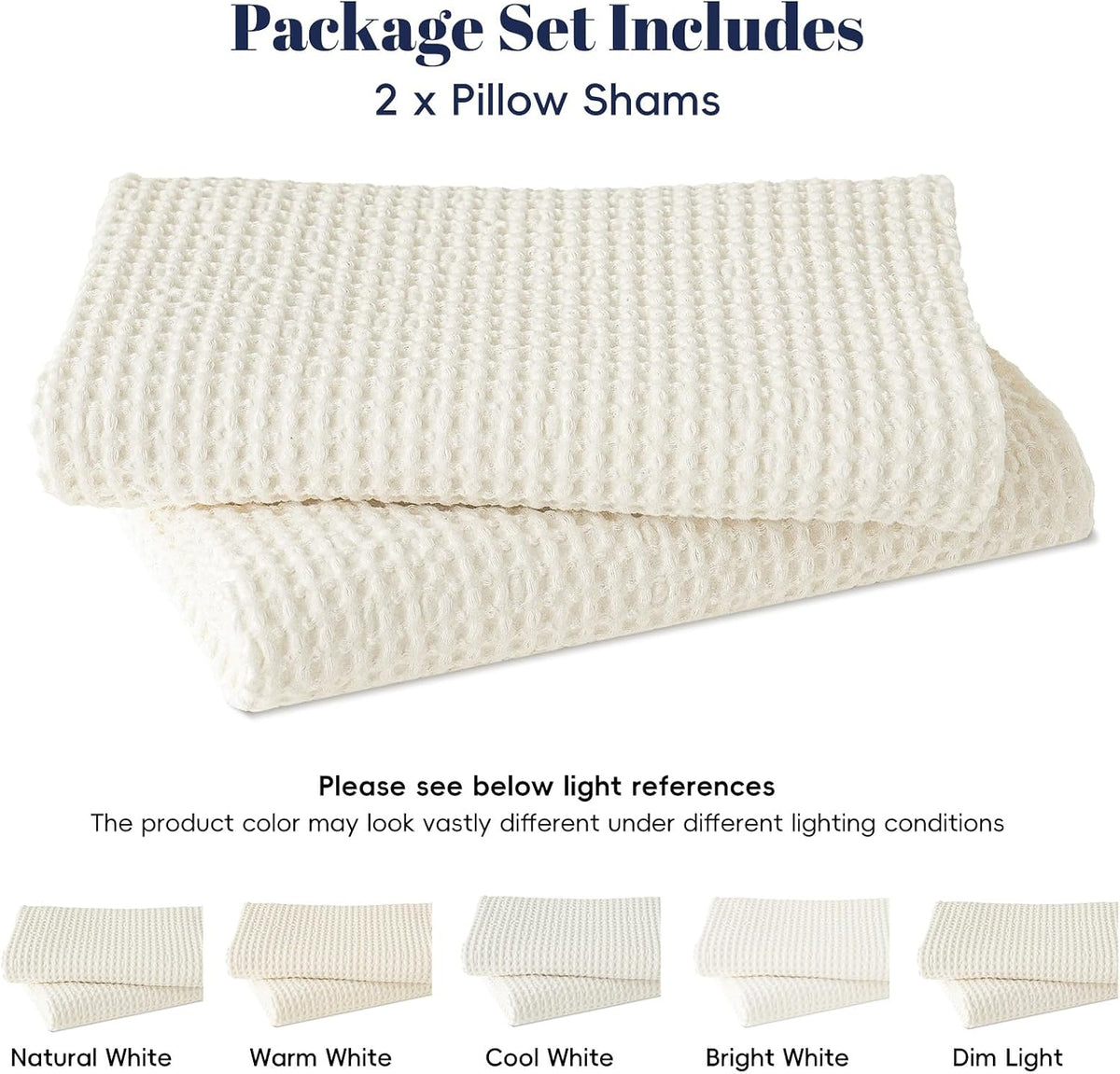 Phf 100% Cotton Waffle Throw Pillow Covers 24"X24", No Filling, 2 Pack Elegant Home Decorative Square Throw Pillow Covers for Bed Couch Sof…