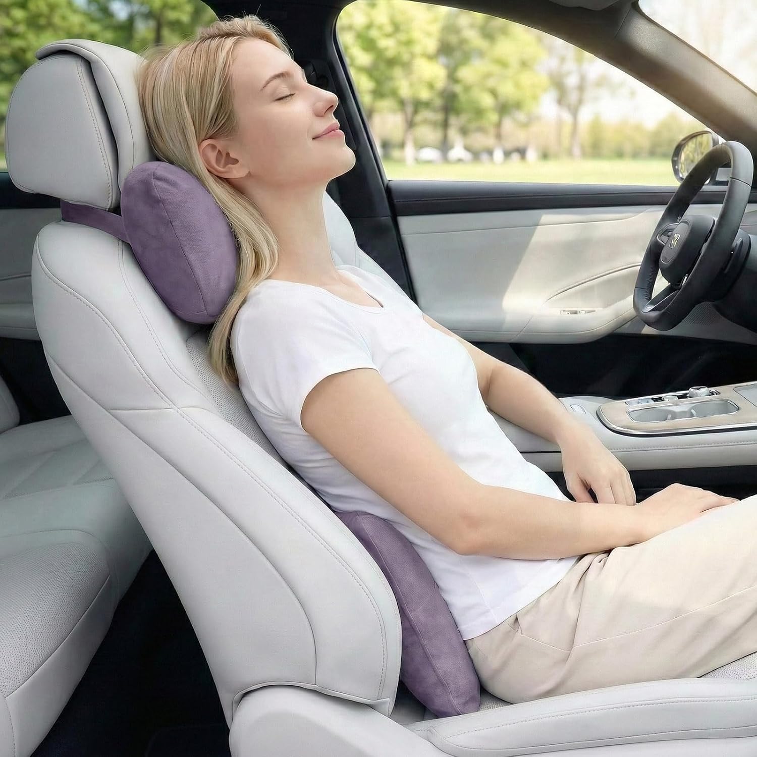 WELBRIT 2PCS Car Pillow for Car Neck Pillow for Driving Seat Neck Support Soft Cushion Back Support Head-Rests for Vehicle Sleeping…