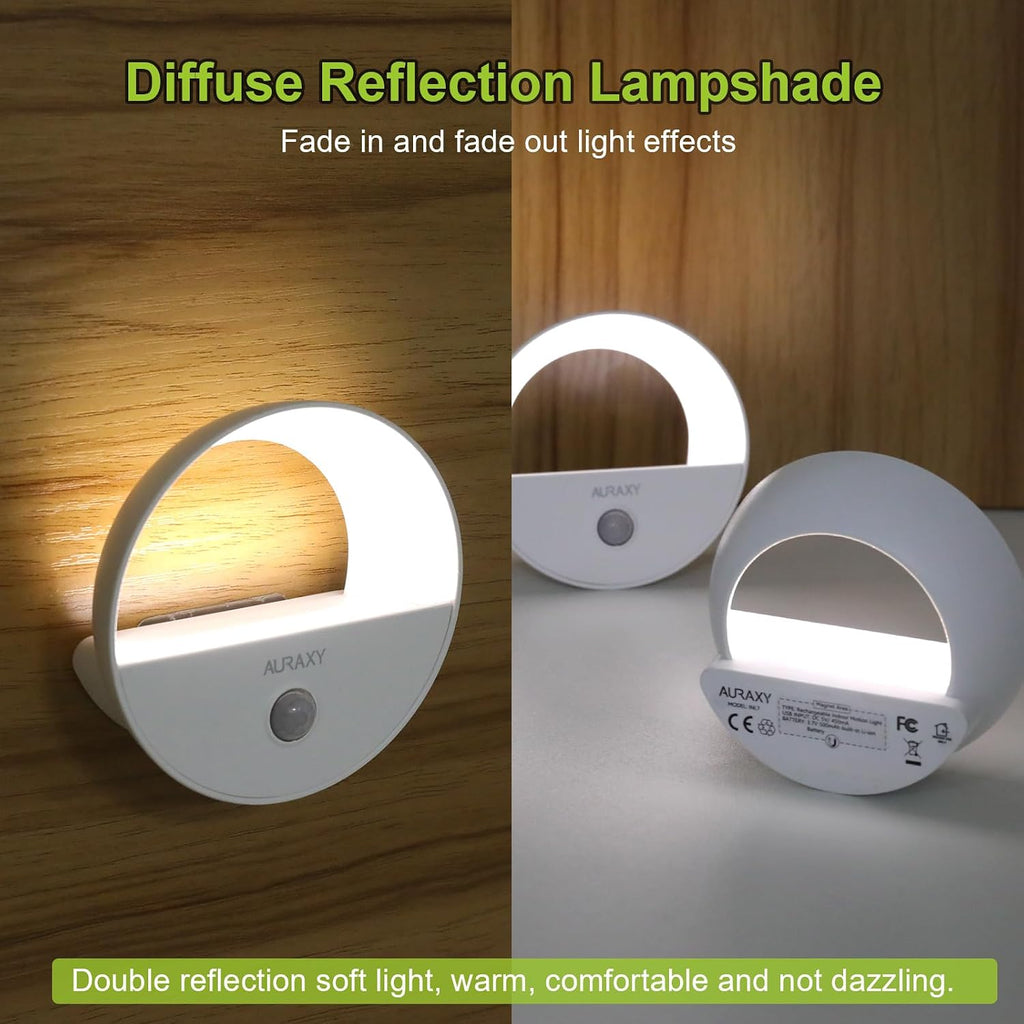 AURAXY Rechargeable Motion Sensor Night Light, Battery Night Lights LED Cool White Magnetic Stick-on Motion Sensored Hallway Light, with…