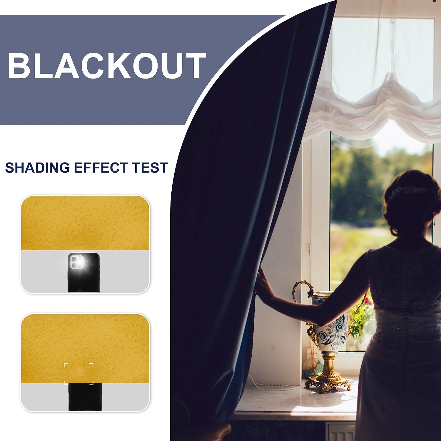 Jiuzhen Blackout Curtains for Bedroom - Thermal Insulated Room Darkening Noise Reducing, 52 x 84 Inch Length Curtains for Living Room, Set…