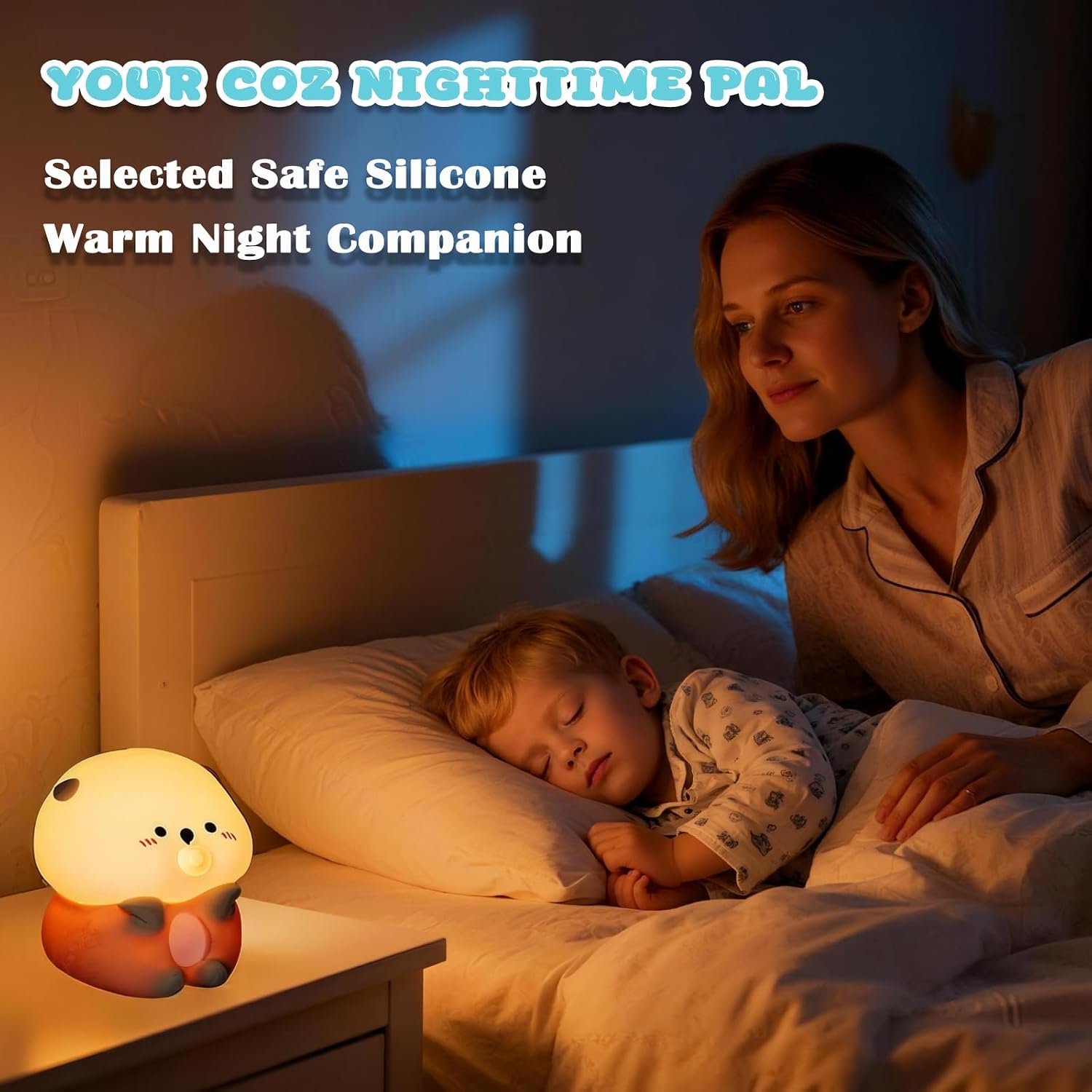 Bubble Blowing Sea Otter Night Light, Otter Gifts, Soft Silicone Lamp with Warm Light and RGB Changing, Breastfeeding Nursery Portable…
