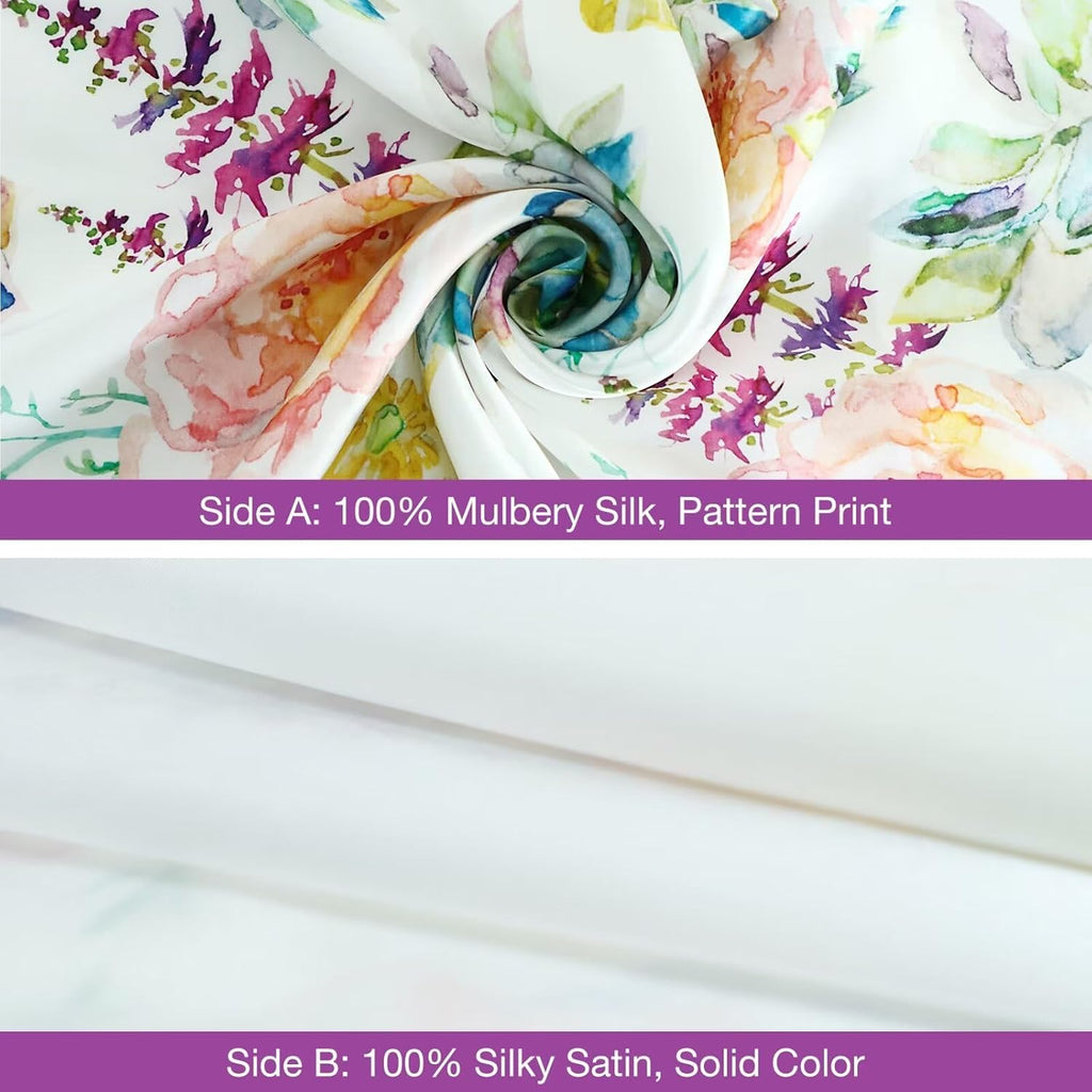 MANSPHIL Pink Floral Silk Pillow Cases, 2 Pack Standard Reversible Satin Pillowcase for Hair and Skin Envelope Closure, 22 Momme 6A Grade…