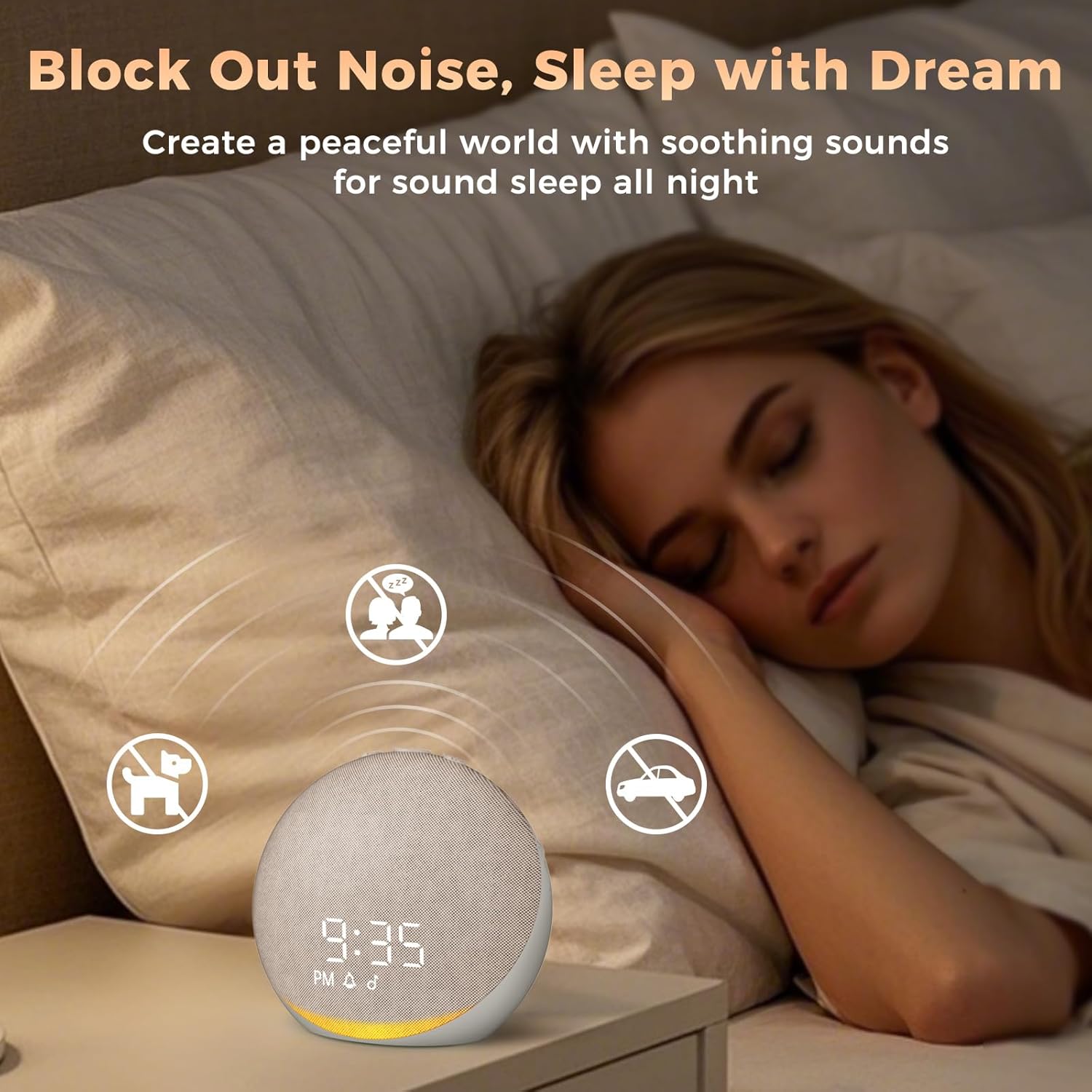 Acedeck Sound Machine Alarm Clock for Bedroom: 25 Natural Sleep Sounds - White Noise Machine for Adults Kids Baby - Gentle Wake Up Alarm wi…