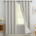 Yakamok Cream Linen Curtains 100% Blackout 96 Inches Long, Room Darkening Textured Curtains for Living Room Thermal Grommet Bedroom Curtain…