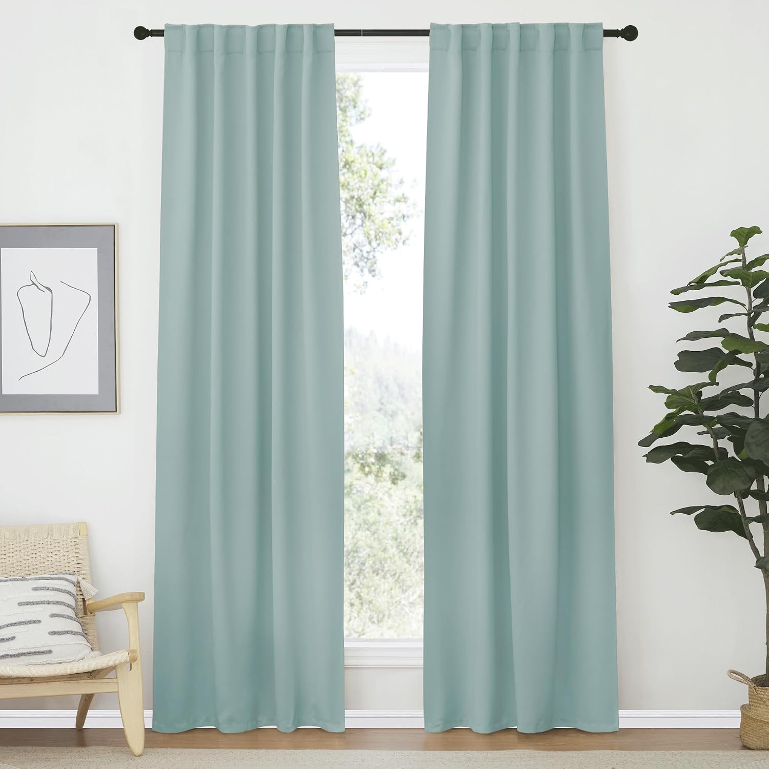 Nicetown Living Room Darkening Curtains - (Aqua Blue Color) W42 x L70, Set of 2, Home Decor Room Darkening Thermal Insulated Drapery Panels…
