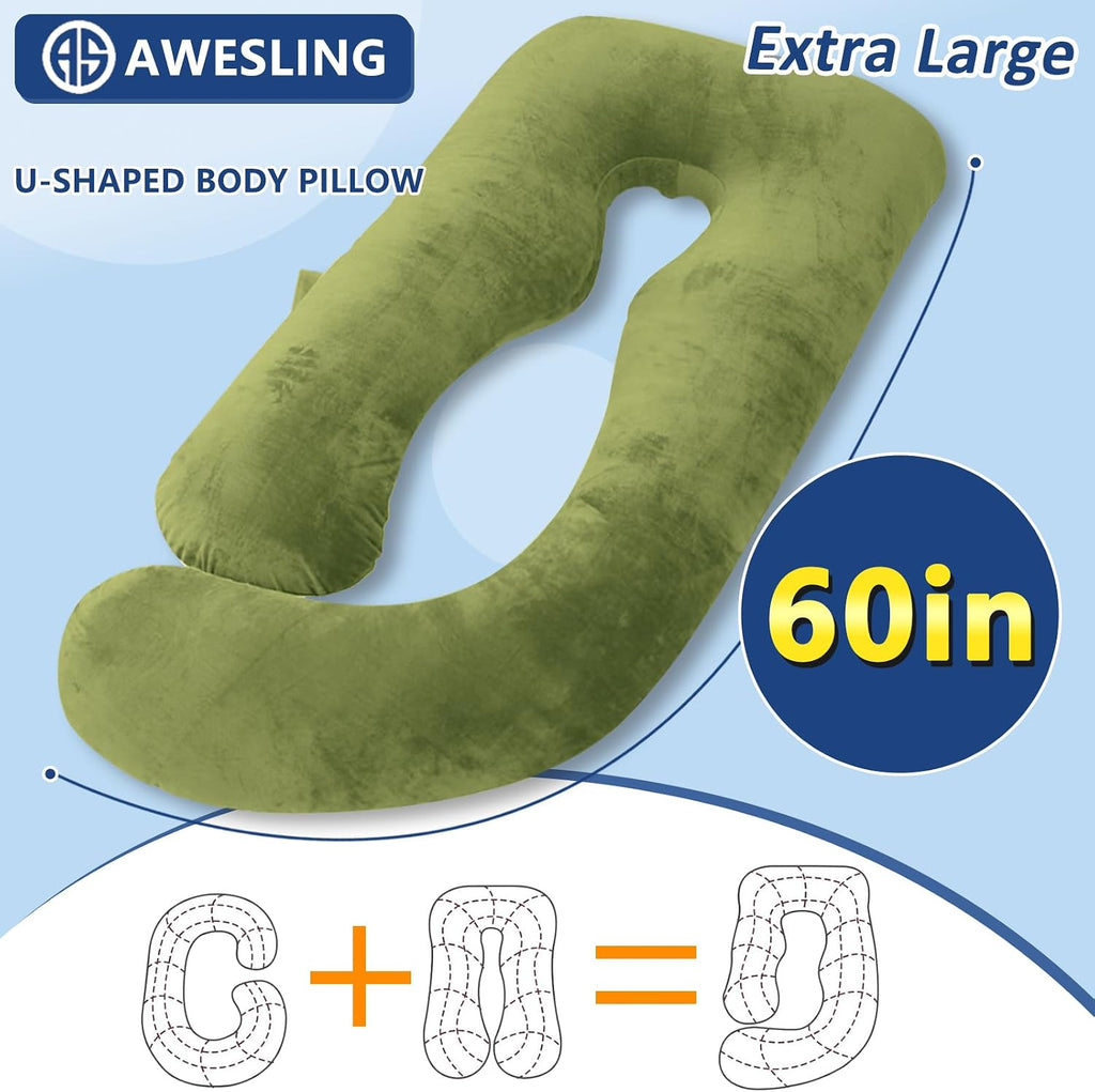Shredded Memory Foam Body Pillow, Pregnancy Pillows for Sleeping, Maternity Pillow for Pregnant Women, Memory Foam Filling U Shaped Body…