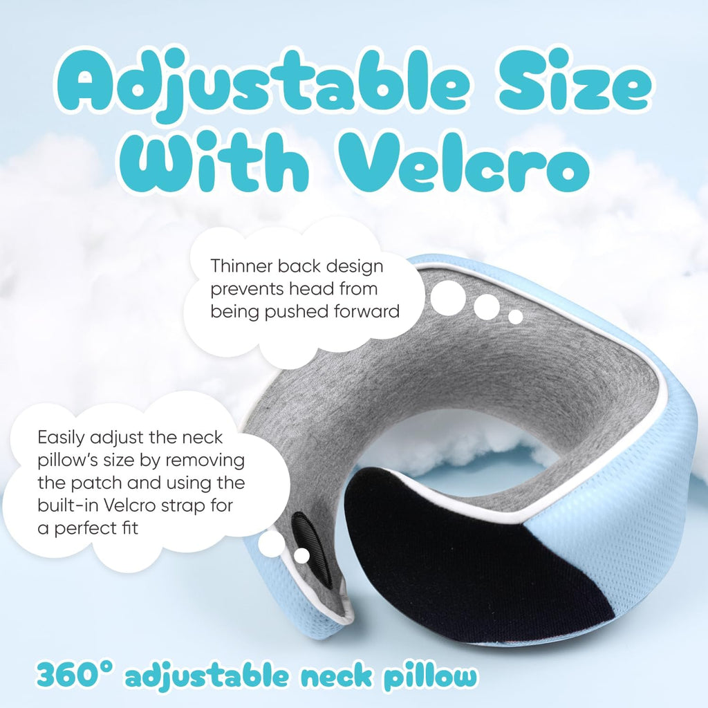 ProGlobe Junior Kids Travel Neck Pillow - Ergonomic Memory Foam Pillow for Airplane, Car, Booster Seat - Soft, Washable, Compact Travel Pil…