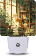 Cozy Library Cat Night Lights Plug into Wall, Night Light for Bedroom Bathroom Hallway Kitchen, Auto Dusk to Dawn Sensor Decorative Gift…