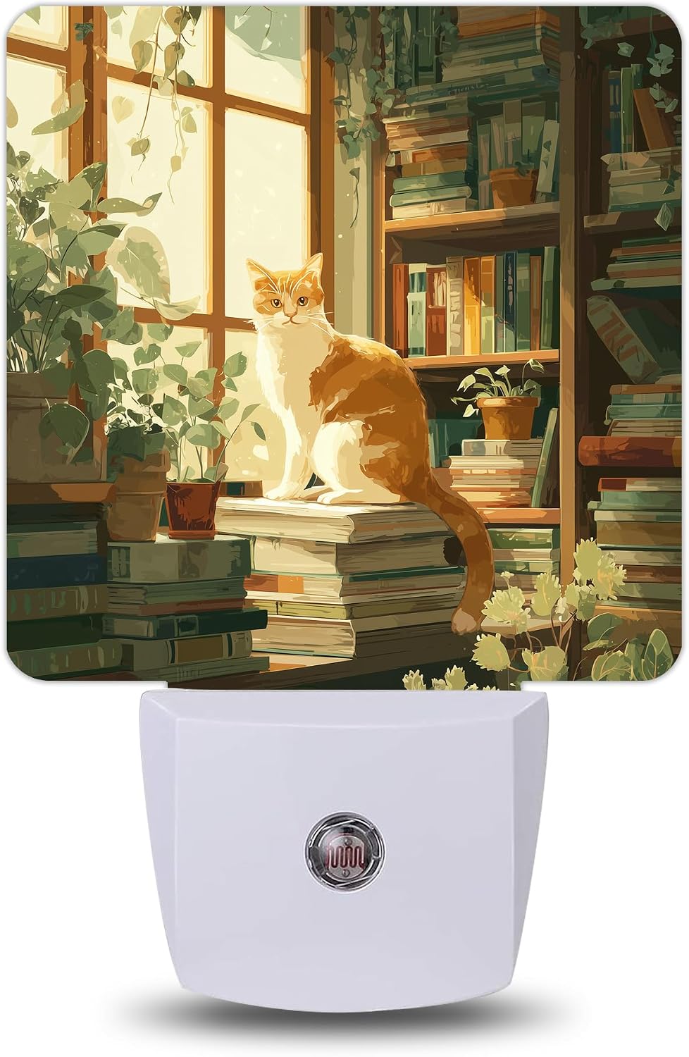 Cozy Library Cat Night Lights Plug into Wall, Night Light for Bedroom Bathroom Hallway Kitchen, Auto Dusk to Dawn Sensor Decorative Gift…
