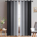 Yakamok Light Blocking Ombre Curtains, Greyish White and Black Gradient Color Curtains, Room Darkening Grommet Window Drapes for Bedroom(Bl…