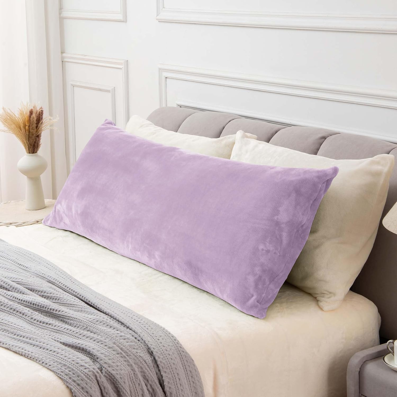 Bedelite Body Pillow Cover with Zipper Closure, Super Soft and Cozy Fuzzy Fleece Pillowcase 20 x 54 Inches, Luxury Fluffy Plush Long Body P…